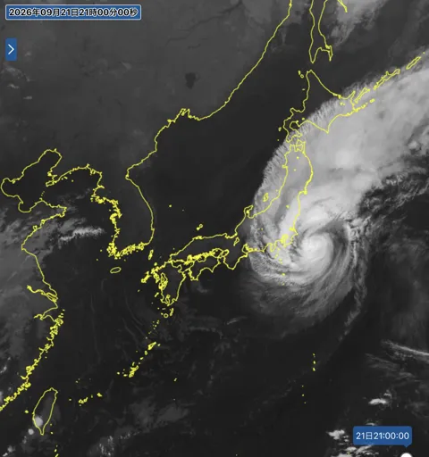 2026年9月21日21時の日本周辺の衛星赤外画像