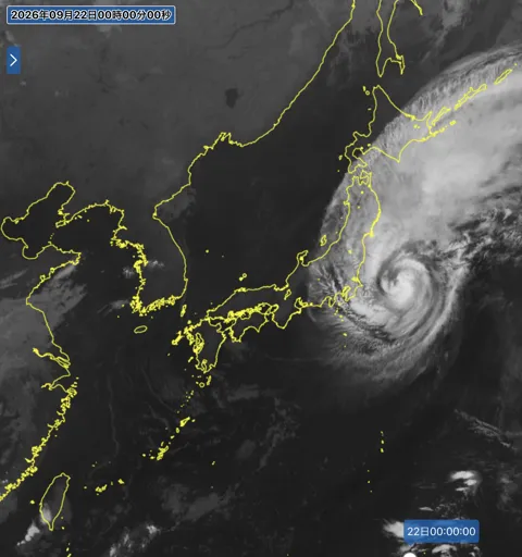 2026年9月21日24時の日本周辺の衛星赤外画像