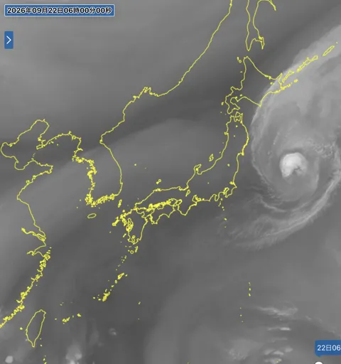 2026年9月22日6時の日本周辺の衛星水蒸気画像
