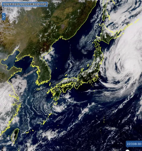 2026年9月22日9時の日本周辺の衛星可視画像
