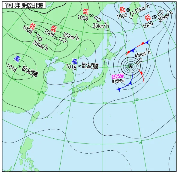 2026年9月22日15時の速報天気図