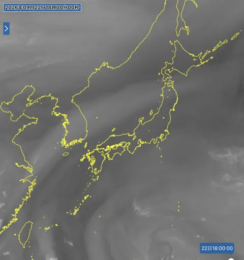 2026年9月22日18時の日本周辺の衛星水蒸気画像