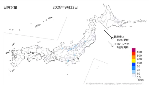 日本のアメダス日降水量の図