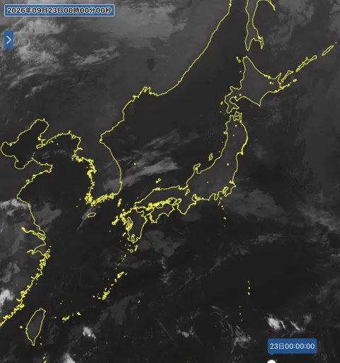 2026年9月22日24時の日本周辺の衛星赤外画像