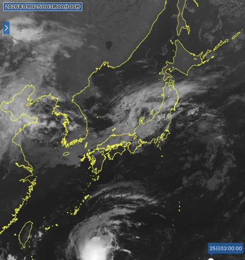 2026年9月25日3時の日本周辺の衛星赤外画像