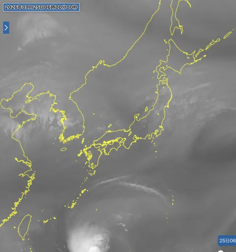 2026年9月25日6時の日本周辺の衛星水蒸気画像