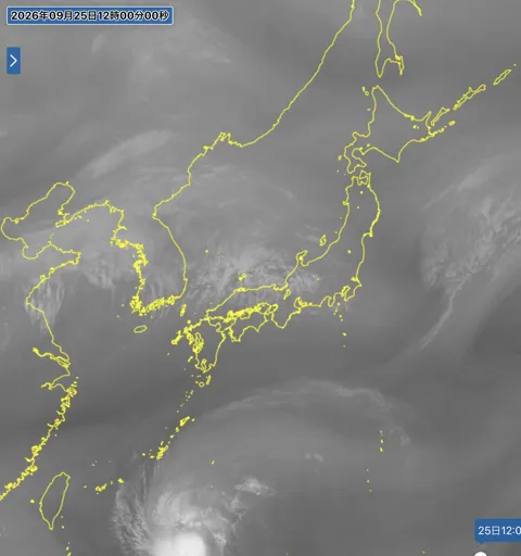 2026年9月25日12時の日本周辺の衛星水蒸気画像