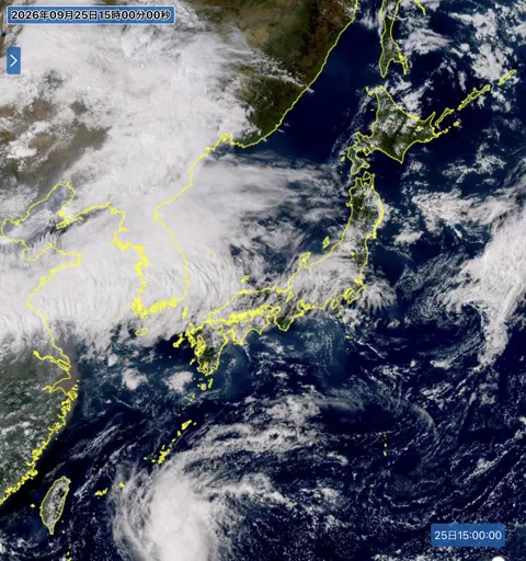 2026年9月25日15時の日本周辺の衛星可視画像