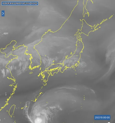 2026年9月25日15時の日本周辺の衛星水蒸気画像