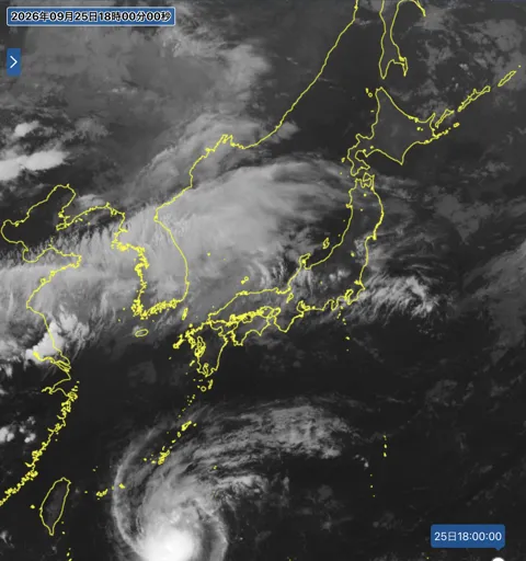 2026年9月25日18時の日本周辺の衛星赤外画像