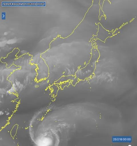 2026年9月25日18時の日本周辺の衛星水蒸気画像