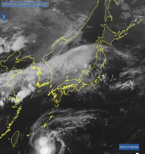 2026年9月25日21時の日本周辺の衛星赤外画像