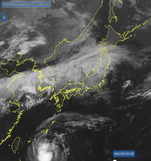 2026年9月25日24時の日本周辺の衛星赤外画像