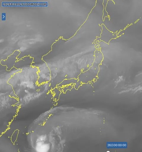 2026年9月25日24時の日本周辺の衛星水蒸気画像