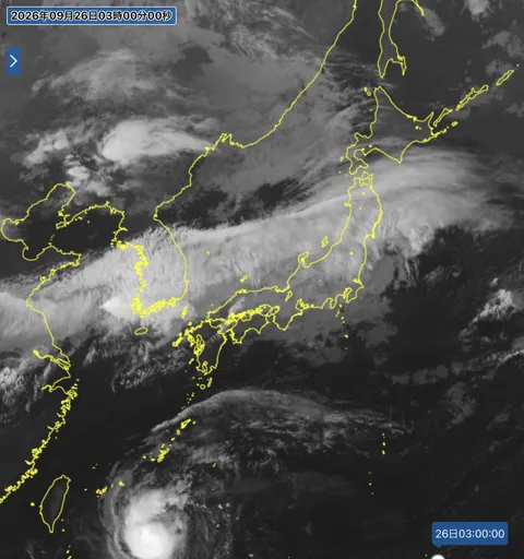 2026年9月26日3時の日本周辺の衛星赤外画像