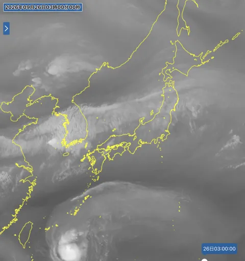 2026年9月26日3時の日本周辺の衛星水蒸気画像