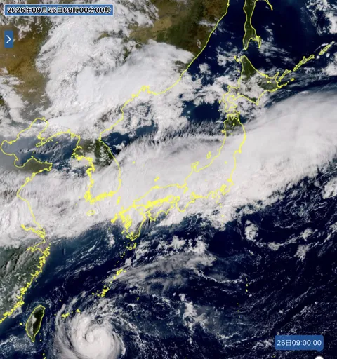 2026年9月26日9時の日本周辺の衛星可視画像