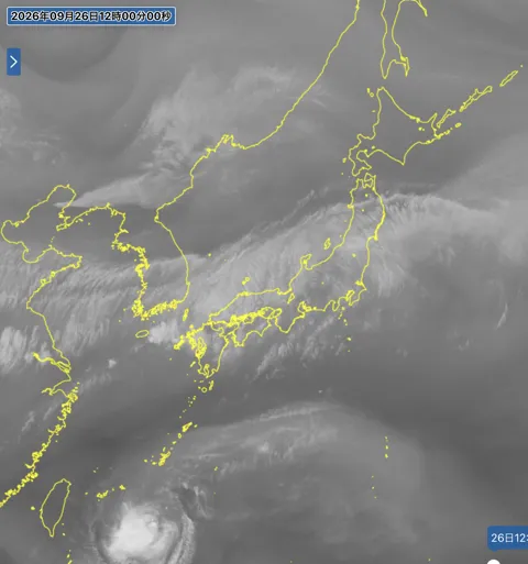 2026年9月26日12時の日本周辺の衛星水蒸気画像