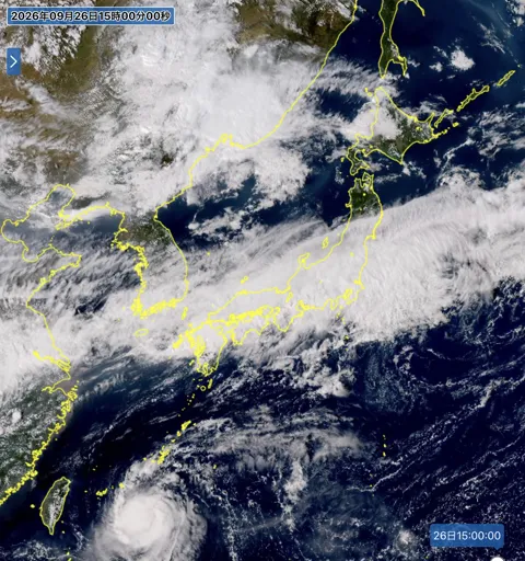 2026年9月26日15時の日本周辺の衛星可視画像