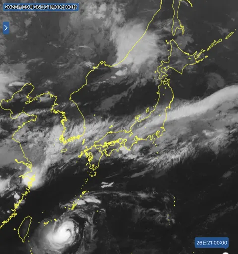 2026年9月26日21時の日本周辺の衛星赤外画像