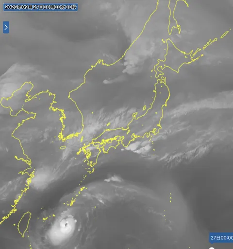 2026年9月26日24時の日本周辺の衛星水蒸気画像