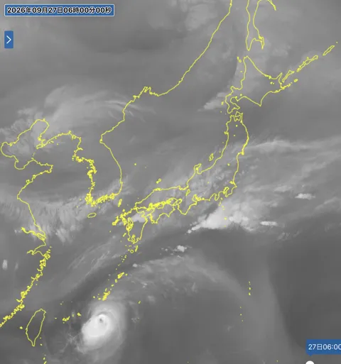 2026年9月27日6時の日本周辺の衛星水蒸気画像