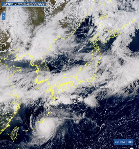 2026年9月27日15時の日本周辺の衛星可視画像
