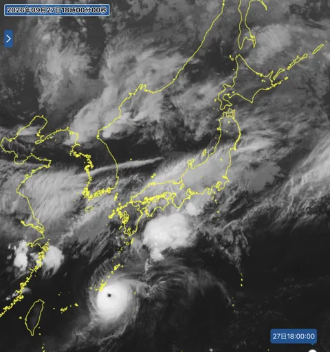 2026年9月27日18時の日本周辺の衛星赤外画像