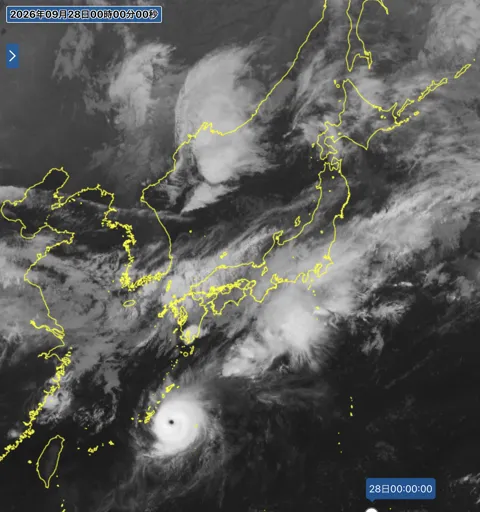 2026年9月27日24時の日本周辺の衛星赤外画像