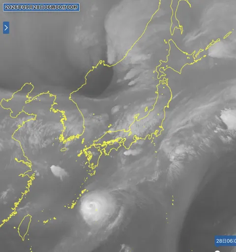 2026年9月28日6時の日本周辺の衛星水蒸気画像