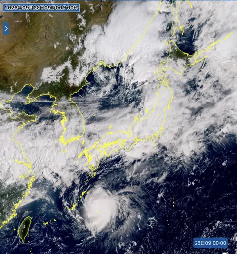2026年9月28日9時の日本周辺の衛星可視画像