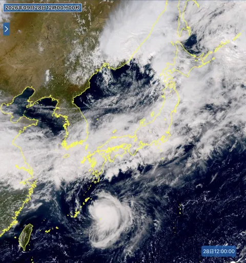 2026年9月28日12時の日本周辺の衛星可視画像
