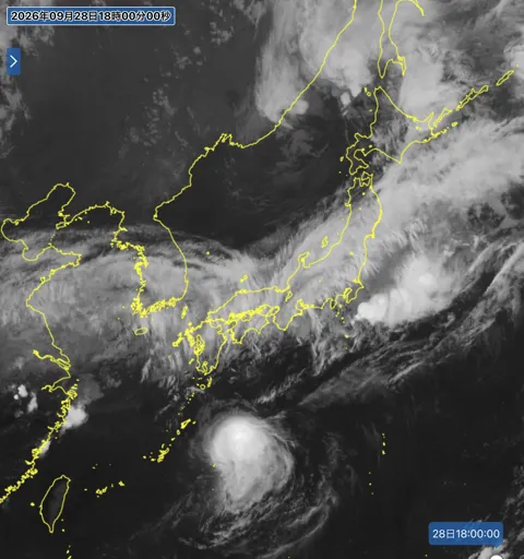 2026年9月28日18時の日本周辺の衛星赤外画像