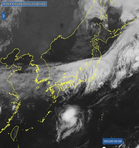 2026年9月28日24時の日本周辺の衛星赤外画像