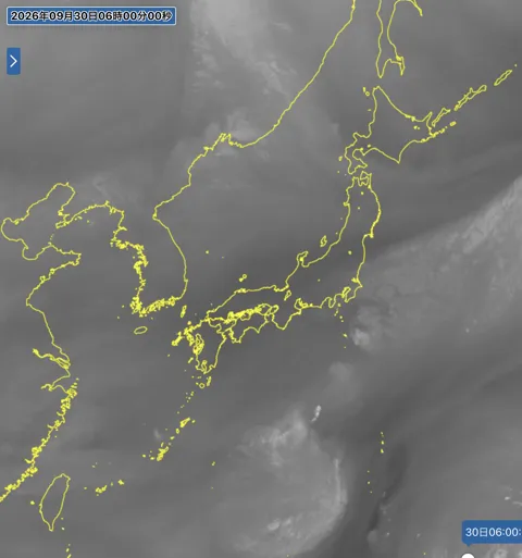 2026年9月30日6時の日本周辺の衛星水蒸気画像