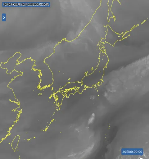 2026年9月30日9時の日本周辺の衛星水蒸気画像
