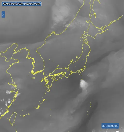 2026年9月30日18時の日本周辺の衛星水蒸気画像