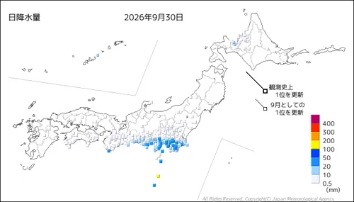 日本のアメダス日降水量の図