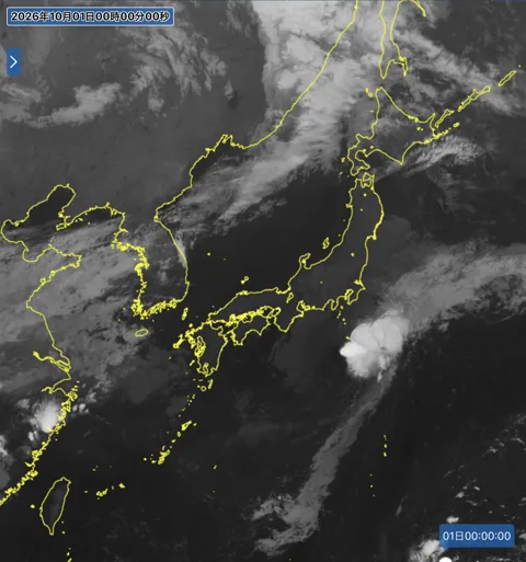 2026年9月30日24時の日本周辺の衛星赤外画像