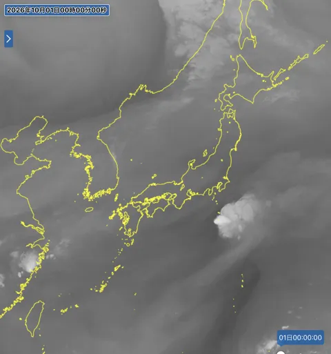 2026年9月30日24時の日本周辺の衛星水蒸気画像