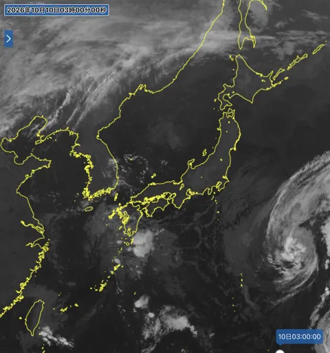 2026年10月10日3時の日本周辺の衛星赤外画像