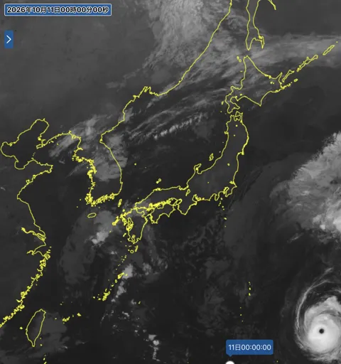 2026年10月10日24時の日本周辺の衛星赤外画像