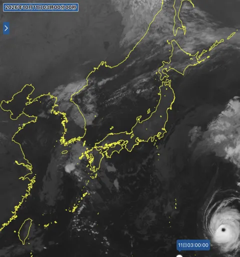 2026年10月11日3時の日本周辺の衛星赤外画像
