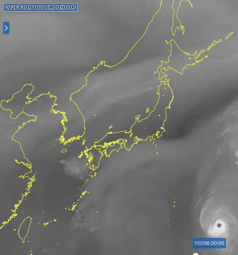2026年10月11日6時の日本周辺の衛星水蒸気画像