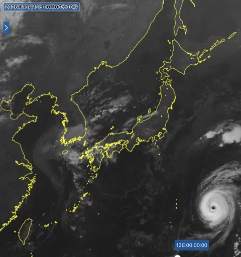 2026年10月11日24時の日本周辺の衛星赤外画像