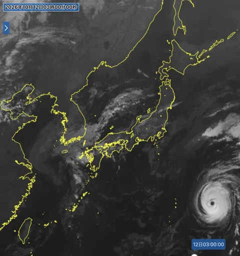 2026年10月12日3時の日本周辺の衛星赤外画像