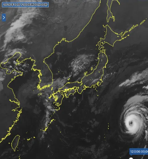 2026年10月12日6時の日本周辺の衛星赤外画像