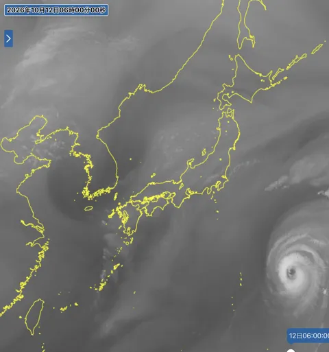 2026年10月12日6時の日本周辺の衛星水蒸気画像