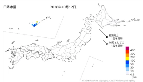 日本のアメダス日降水量の図