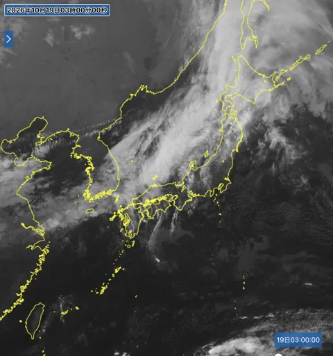 2026年10月19日3時の日本周辺の衛星赤外画像